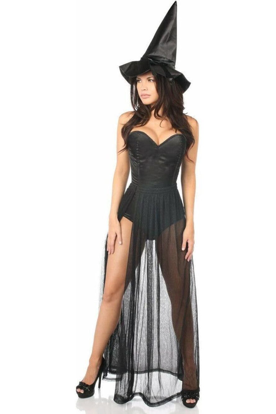 4083 Plus Size Lavish 3 PC Evil Witch Corset Costume, Black, 3X